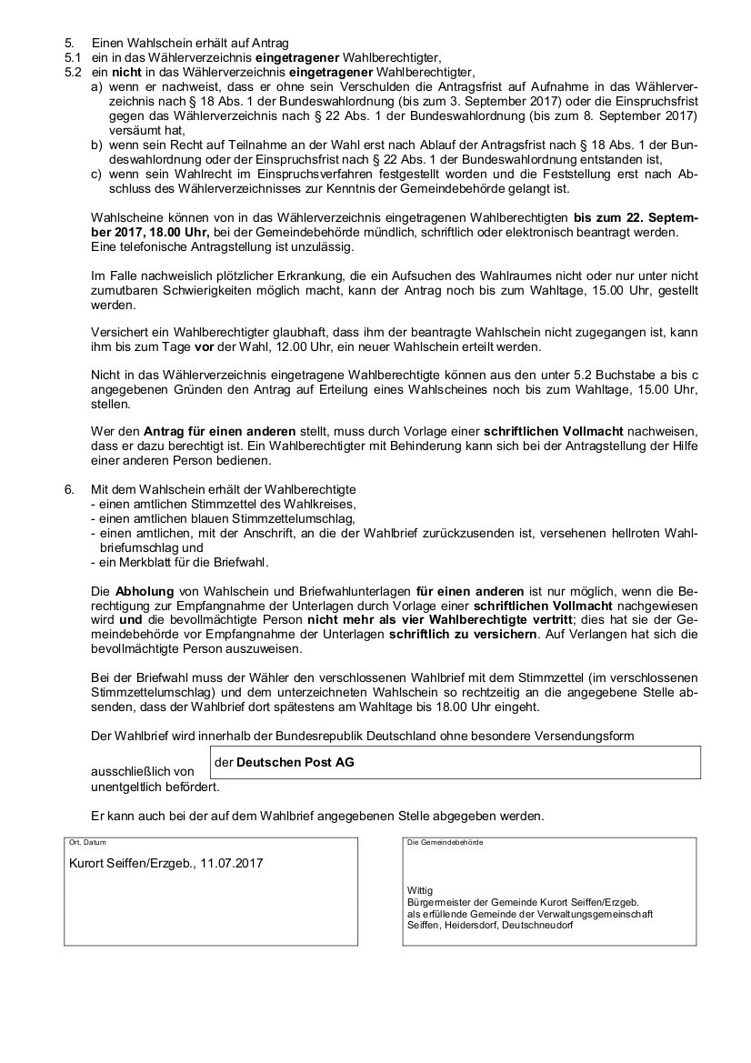 bekanntmachung bundestagswahl 2017 seiffen bekanntmachung bundestagswahl 2017 seiffen