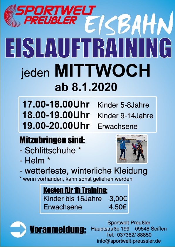 ab 08.01.2020 Eislauftraining Sportwelt Preußler