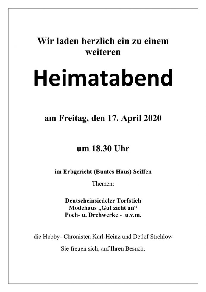 17.04.2020 Heimatabend Seiffen