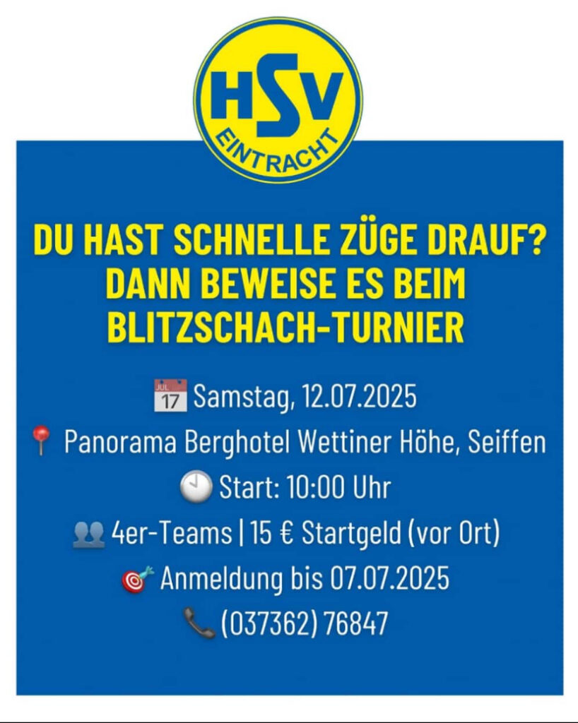 Blitzschach-Turnier "Pokal des Spielzeuglandes" 12.Juli 2025 1 Blitzschach-Turnier "Pokal des Spielzeuglandes" 12.Juli 2025 1