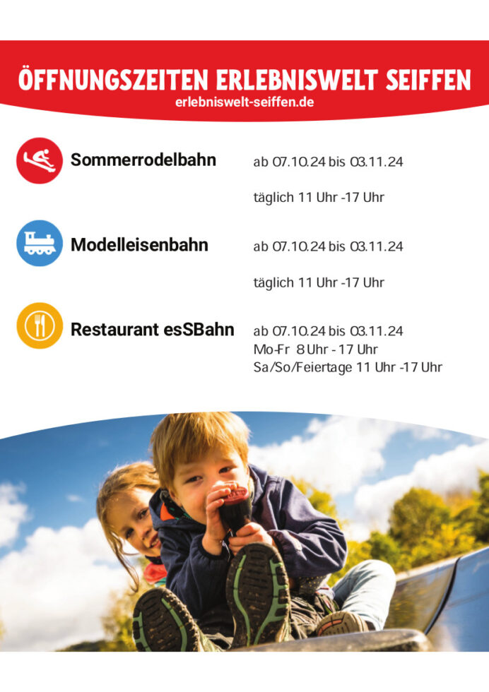 Öffnungszeiten Rodelbahn und Modellbahnausstellung 1