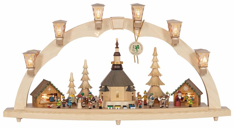 Schwibbogen Seiffener Weihnachtsmarkt, elektrisch beleuchtet 1