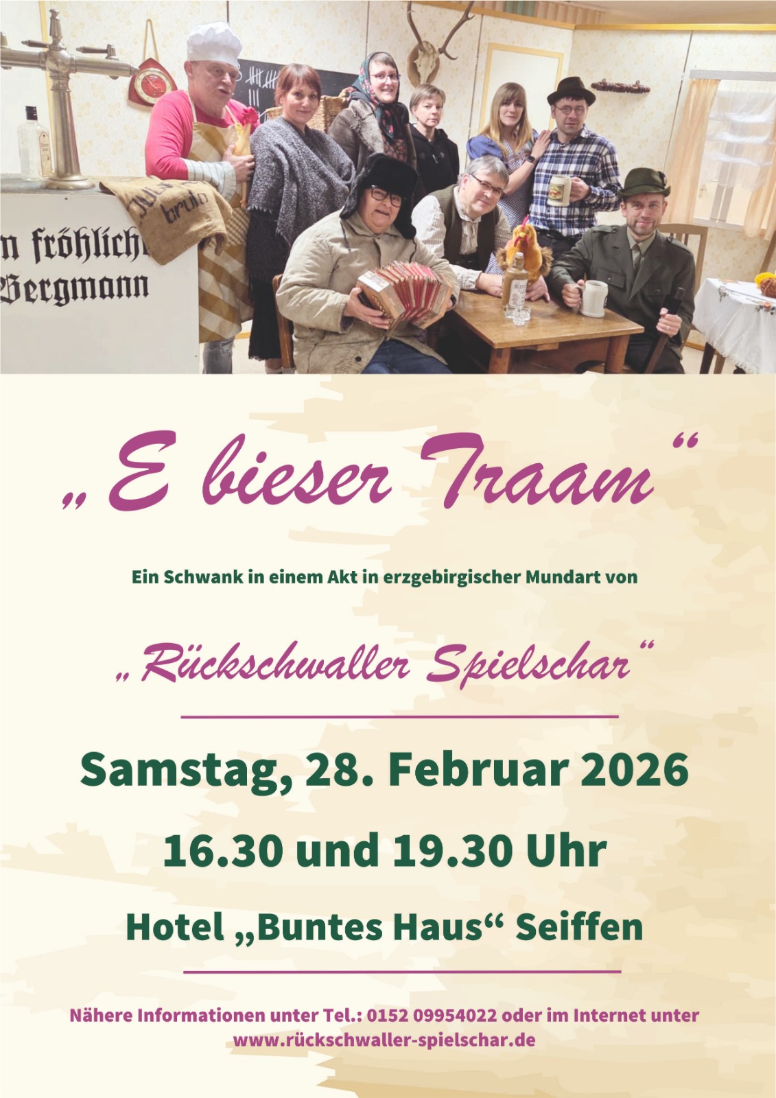 “De Rückschwaller Spielschar” am 28.Februar 2026 im Hotel Buntes Haus 1 “De Rückschwaller Spielschar” am 28.Februar 2026 im Hotel Buntes Haus 1