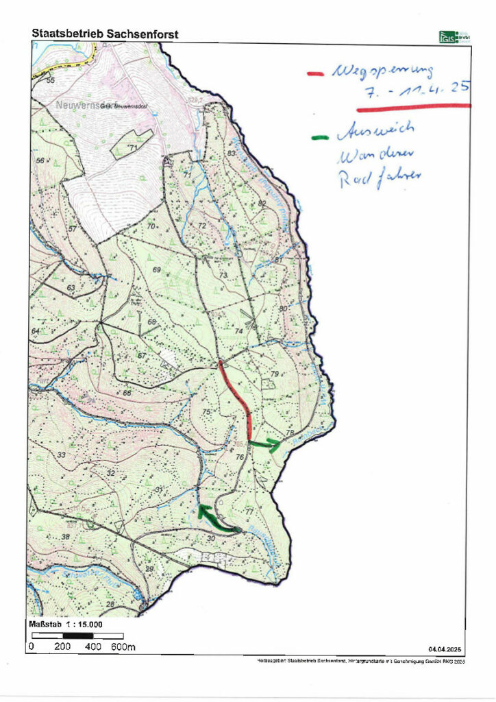 Sperrung Wanderweg Neuwernsdorf 7.- 11.4.2025 1 Sperrung Wanderweg Neuwernsdorf 7.- 11.4.2025 1