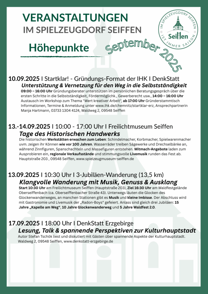 Veranstaltungen im Spielzeugdorf für September 2