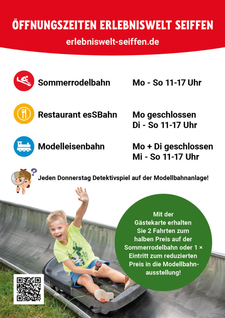 Öffnungszeiten Rodelbahn und Modellbahnausstellung 1