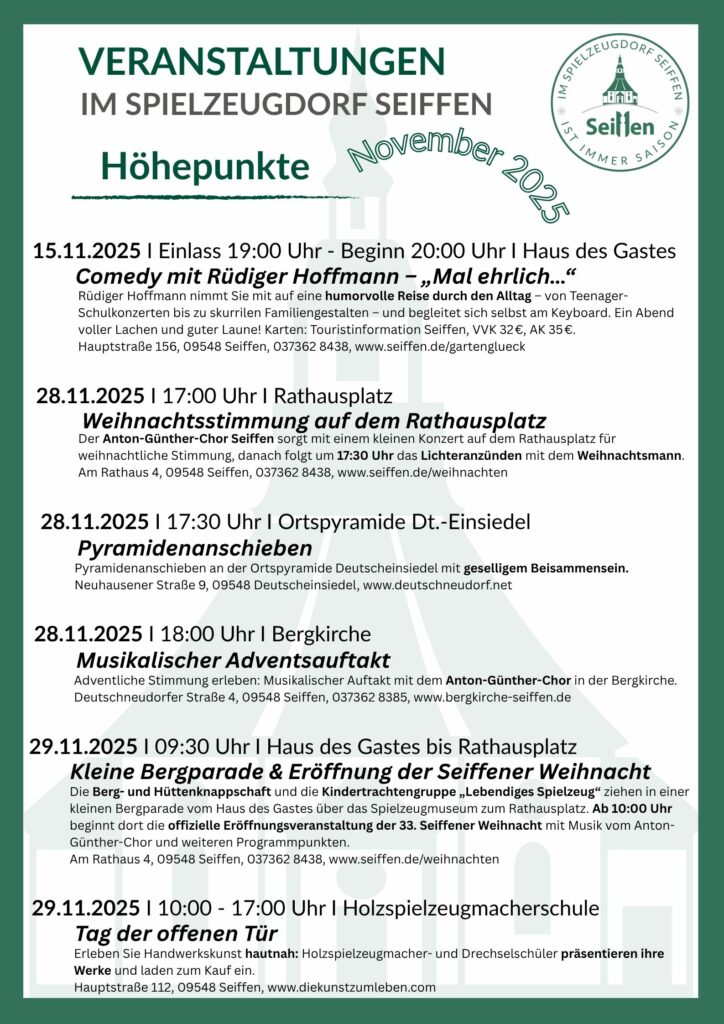 Veranstaltungen im Spielzeugdorf für November 2