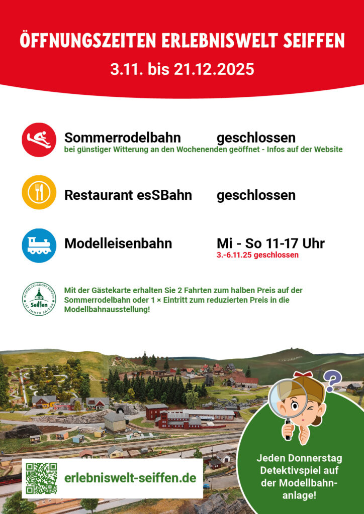 Öffnungszeiten Rodelbahn und Modellbahnausstellung 1