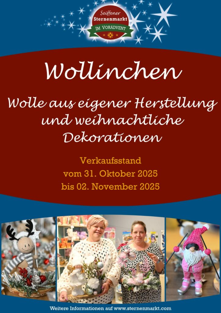 Wollinchen auf dem Seiffener Sternenmarkt 31.Oktober-02.November 2025 1 Wollinchen auf dem Seiffener Sternenmarkt 31.Oktober-02.November 2025 1
