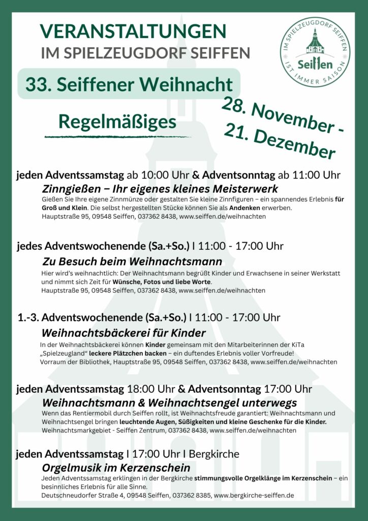 Veranstaltungen im Spielzeugdorf für November 4