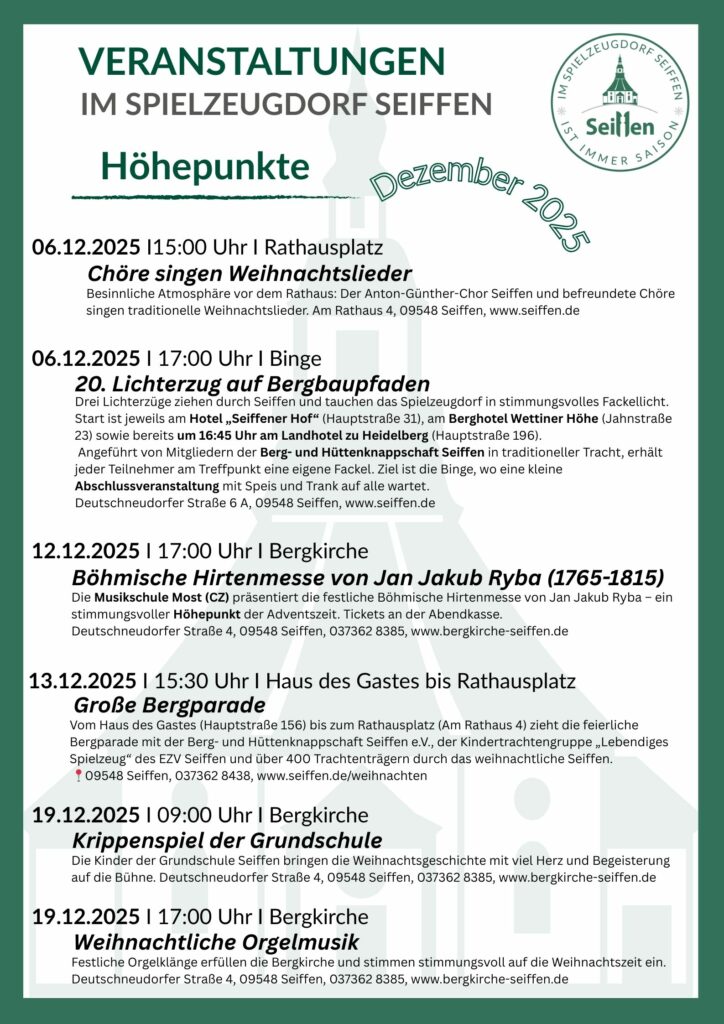 Veranstaltungen im Spielzeugdorf für Dezember 2 Veranstaltungen im Spielzeugdorf für Dezember 2