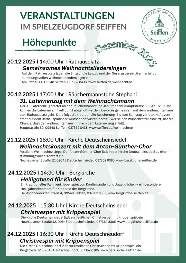 Veranstaltungen im Spielzeugdorf für Dezember 3 Veranstaltungen im Spielzeugdorf für Dezember 3