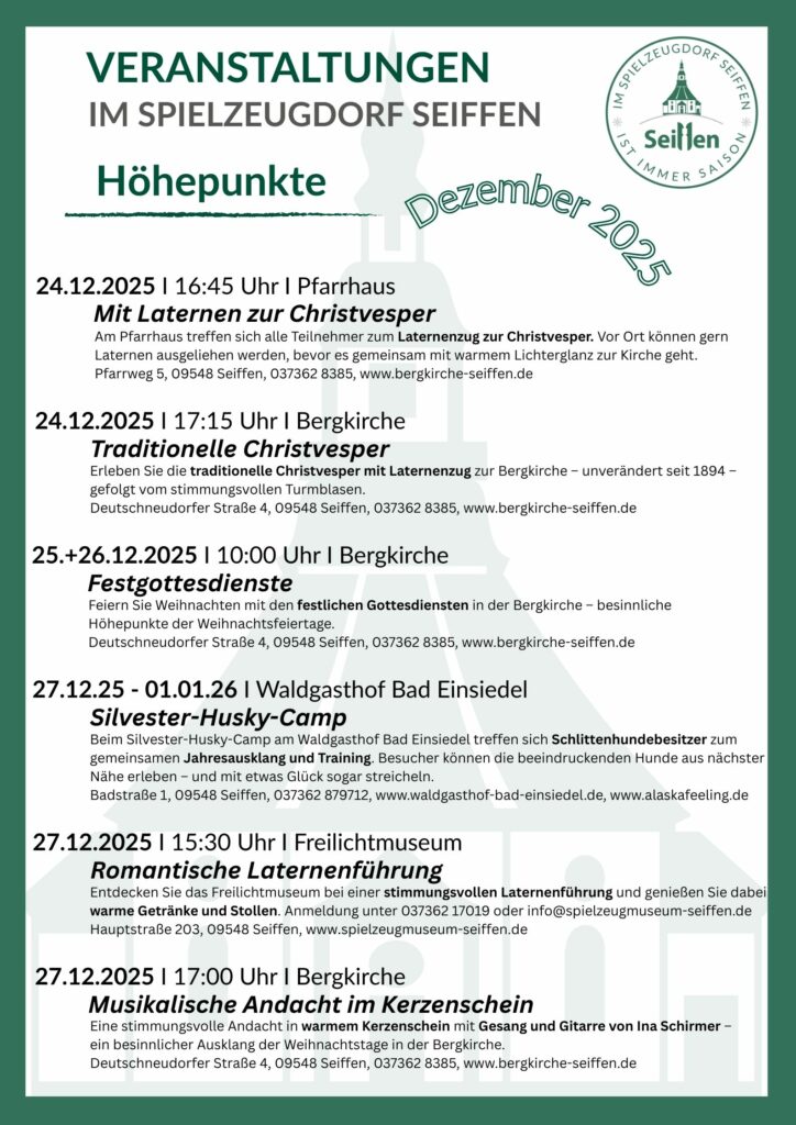 Veranstaltungen im Spielzeugdorf für Dezember 4 Veranstaltungen im Spielzeugdorf für Dezember 4