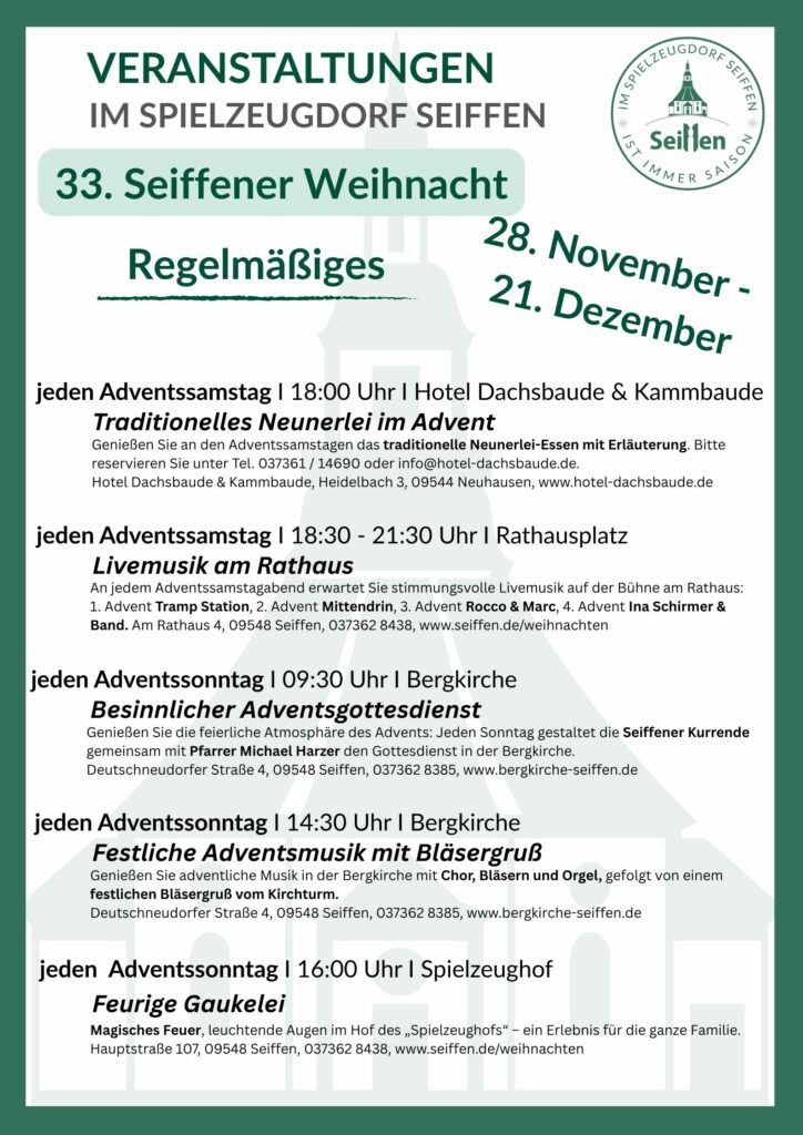 Veranstaltungen im Spielzeugdorf für Dezember 7 Veranstaltungen im Spielzeugdorf für Dezember 7