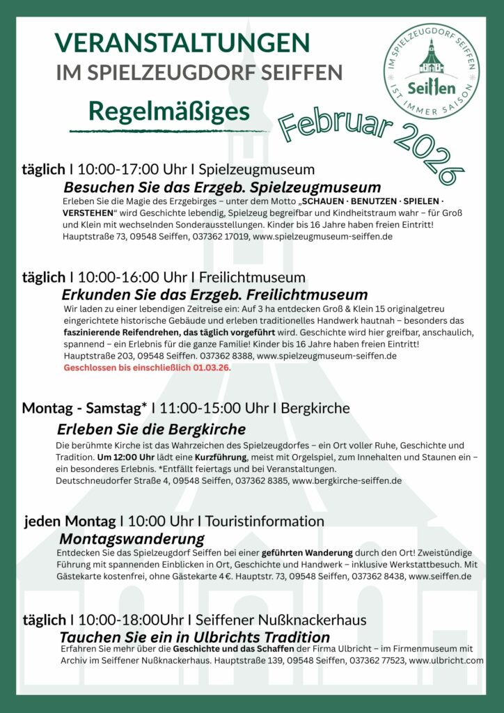 Veranstaltungen im Spielzeugdorf für Februar 5 Veranstaltungen im Spielzeugdorf für Februar 5