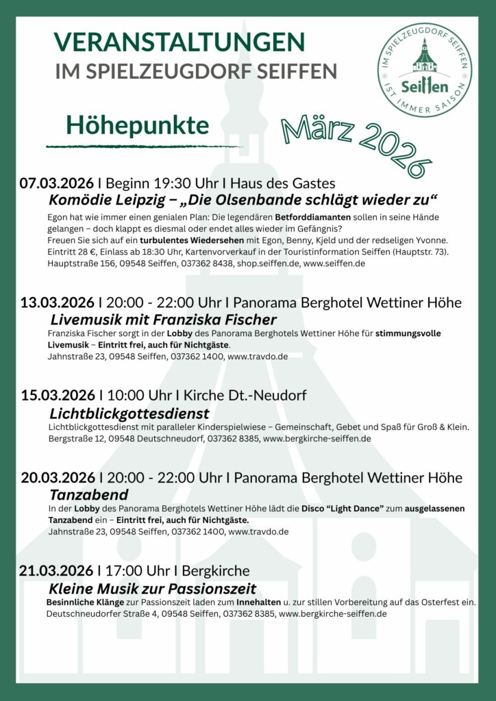 Veranstaltungen im Spielzeugdorf für März 2