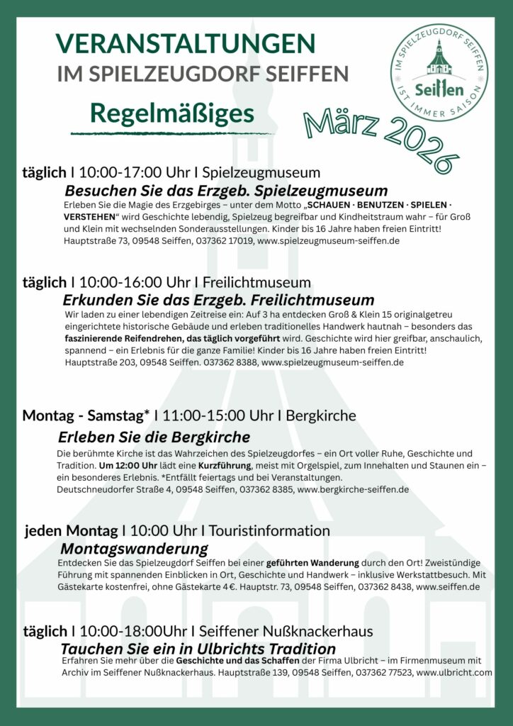 Veranstaltungen im Spielzeugdorf für März 4