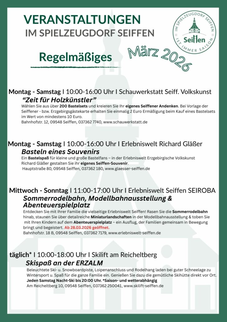 Veranstaltungen im Spielzeugdorf für März 5