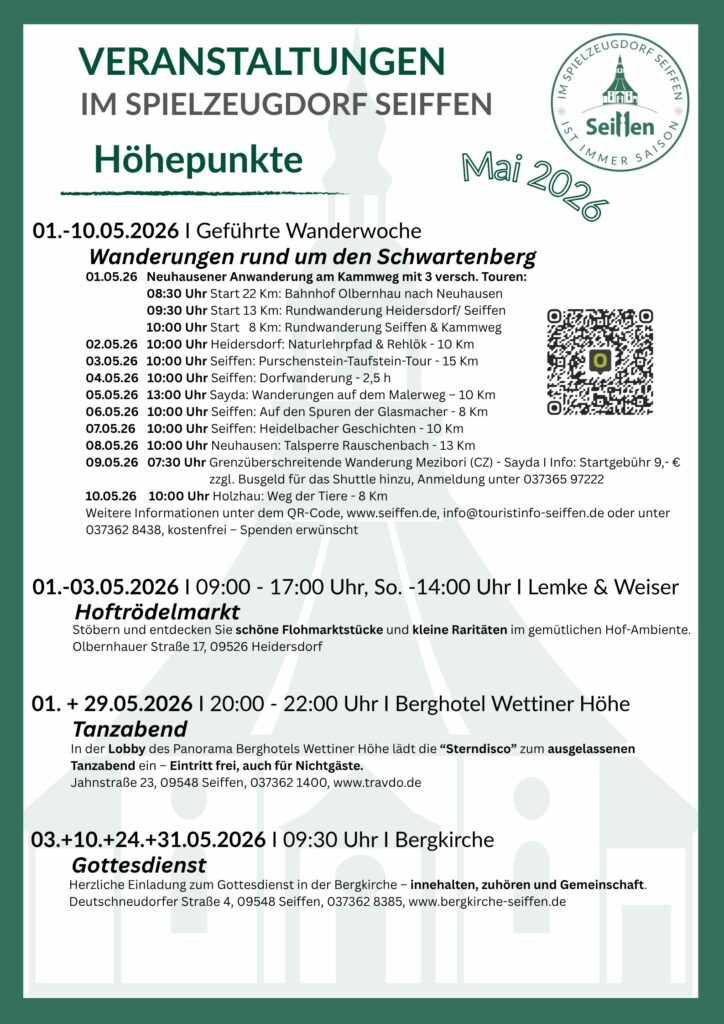 Veranstaltungen im Spielzeugdorf für Mai 1