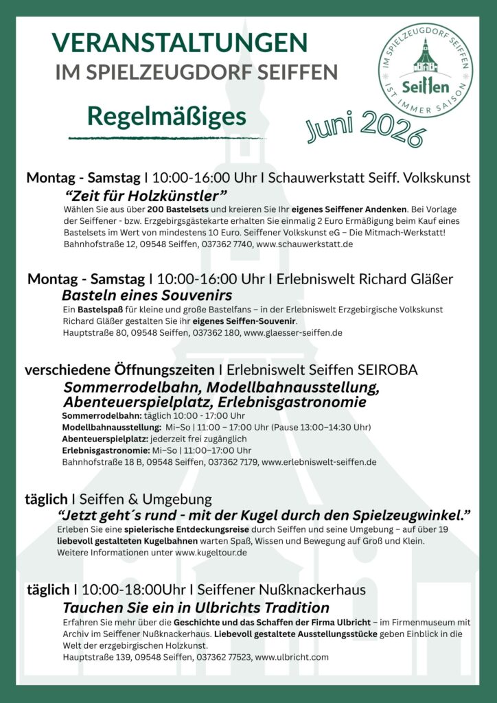Veranstaltungen im Spielzeugdorf für Juni 5