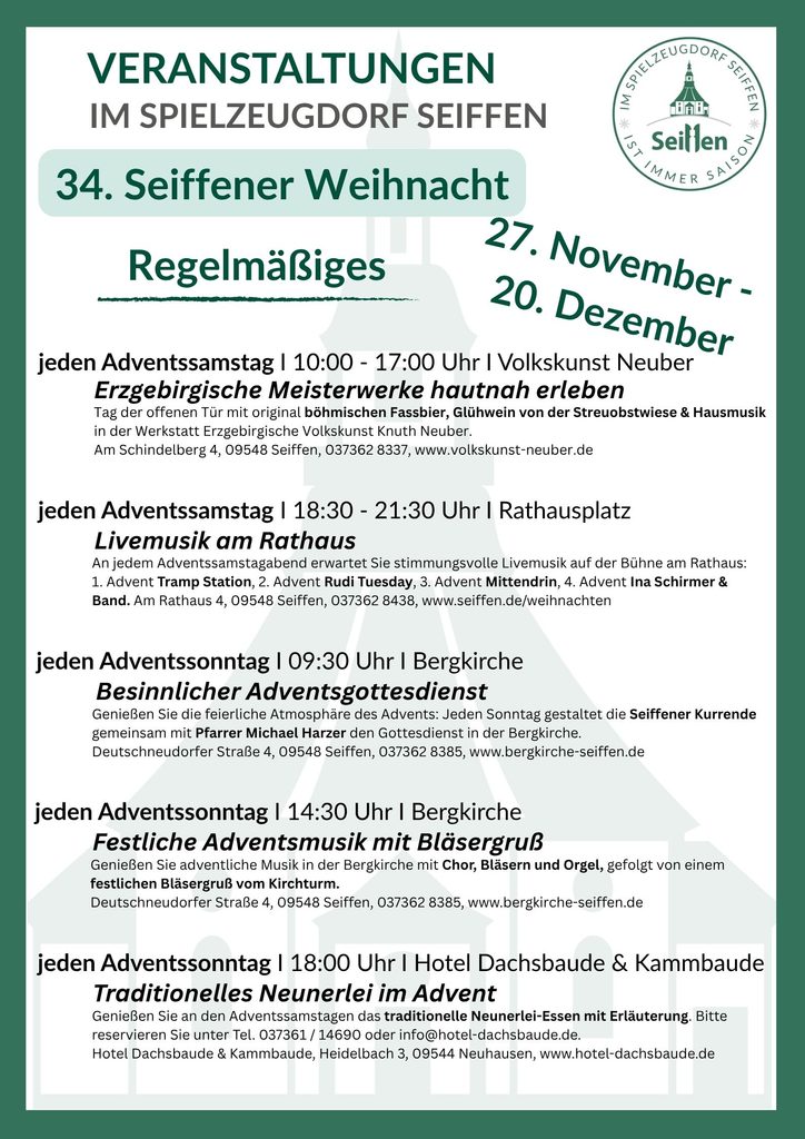 Veranstaltungen im Spielzeugdorf für November 8